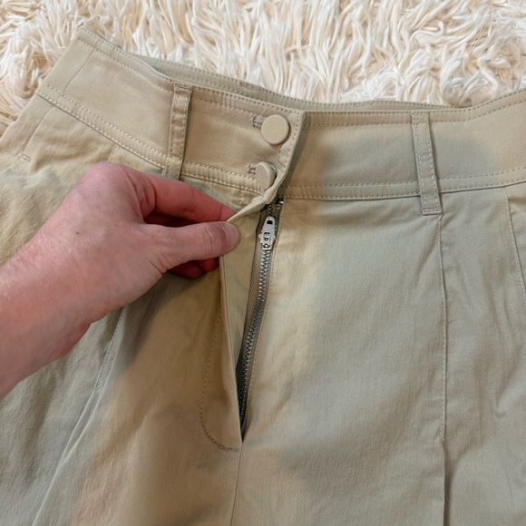 Rebecca Taylor pleated Bermuda high rise shorts pockets cotton blend SZ 00 cream - Picture 3 of 7